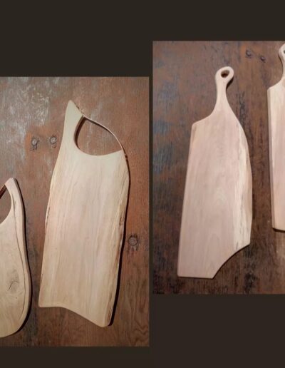 Borrelplankenin eik met koperen handvat en beuk. grootte van 35-80cm