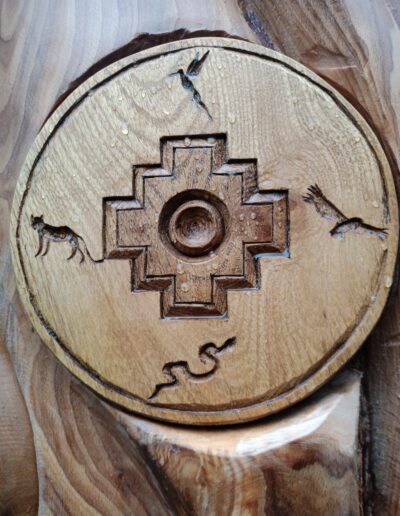 'Chakana' Andean cross hout reliëf in acacia 25cm